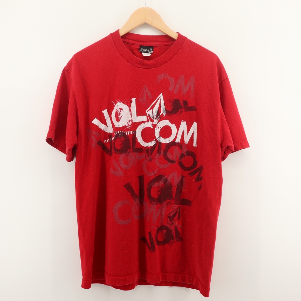 Volcom Graphic Tee Mens Large Red Skate Y2K Layered Logo Good